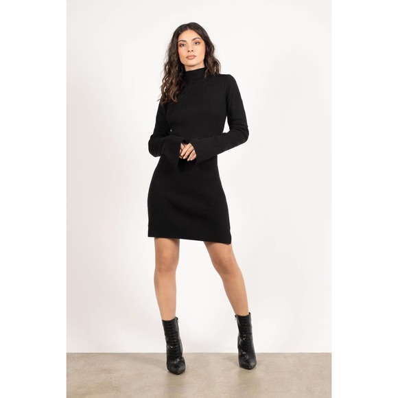 Acrobat Dresses & Skirts - Acrobat Women's Turtleneck Knitted Mini Sweater Dress Long Sleeves Black Small